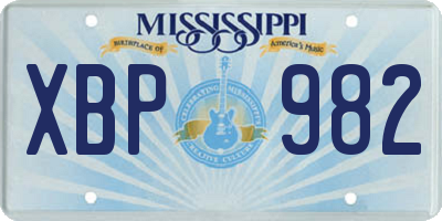 MS license plate XBP982
