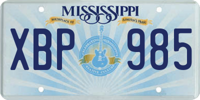 MS license plate XBP985