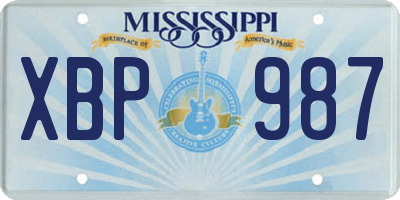 MS license plate XBP987