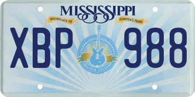 MS license plate XBP988