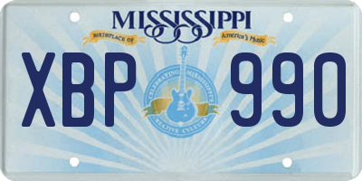 MS license plate XBP990