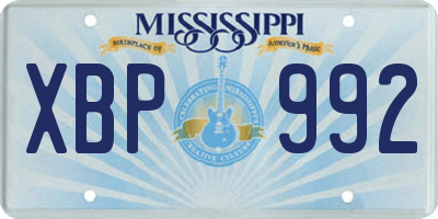 MS license plate XBP992