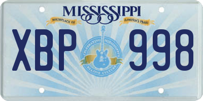MS license plate XBP998