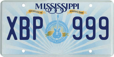 MS license plate XBP999