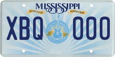MS license plate XBQ000