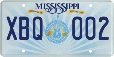 MS license plate XBQ002
