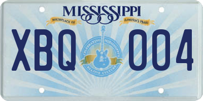 MS license plate XBQ004