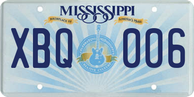 MS license plate XBQ006