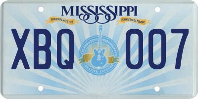 MS license plate XBQ007