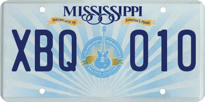 MS license plate XBQ010