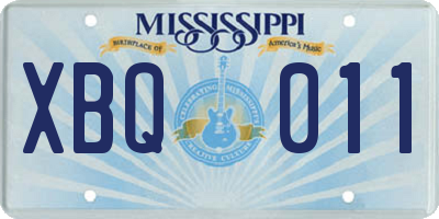 MS license plate XBQ011