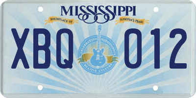 MS license plate XBQ012