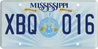 MS license plate XBQ016