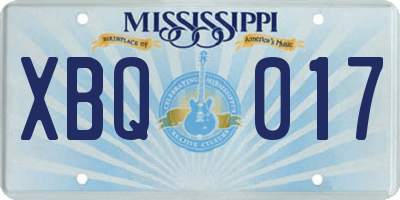 MS license plate XBQ017
