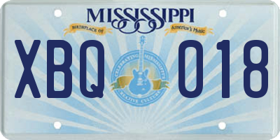 MS license plate XBQ018