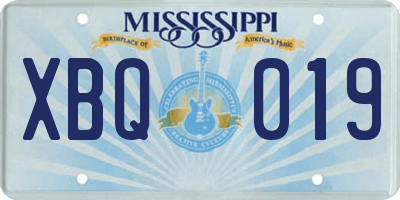MS license plate XBQ019