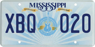 MS license plate XBQ020
