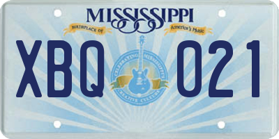 MS license plate XBQ021