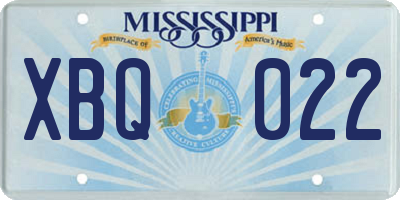 MS license plate XBQ022
