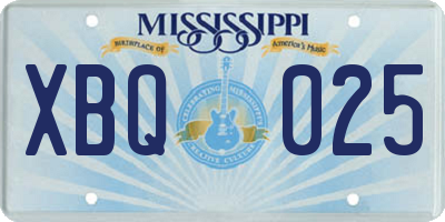 MS license plate XBQ025