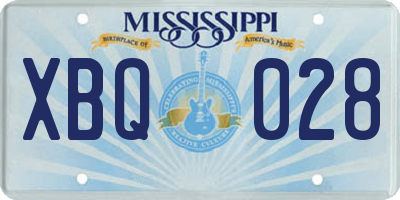 MS license plate XBQ028