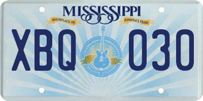 MS license plate XBQ030