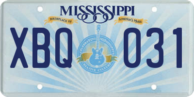 MS license plate XBQ031