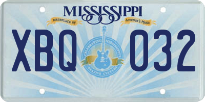 MS license plate XBQ032
