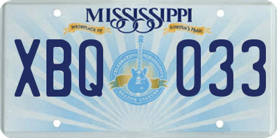 MS license plate XBQ033