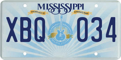 MS license plate XBQ034