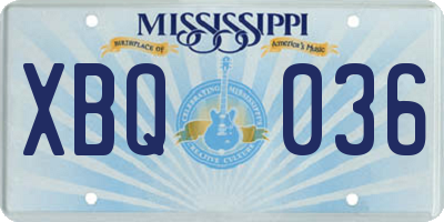 MS license plate XBQ036