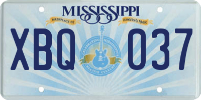 MS license plate XBQ037