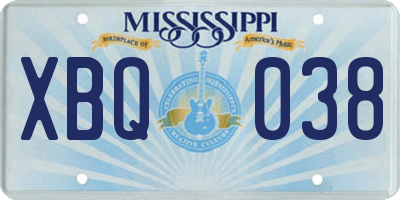 MS license plate XBQ038