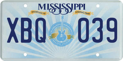 MS license plate XBQ039