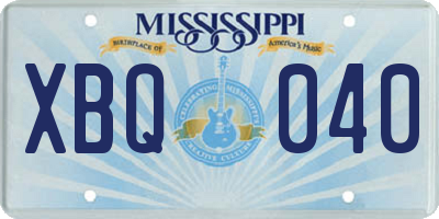 MS license plate XBQ040