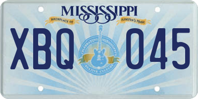 MS license plate XBQ045