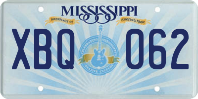 MS license plate XBQ062