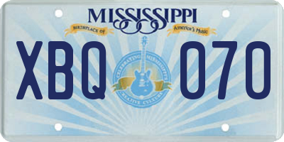 MS license plate XBQ070