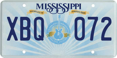 MS license plate XBQ072