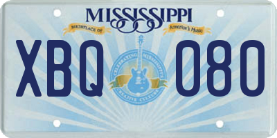 MS license plate XBQ080