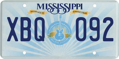 MS license plate XBQ092