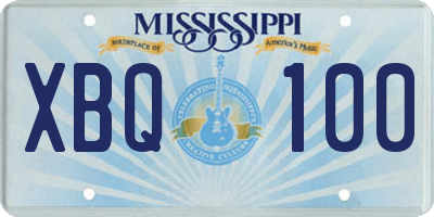 MS license plate XBQ100
