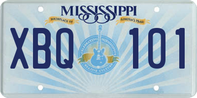 MS license plate XBQ101