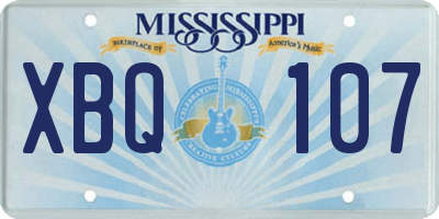 MS license plate XBQ107
