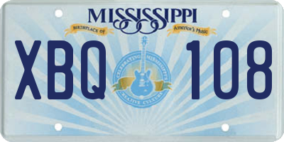 MS license plate XBQ108