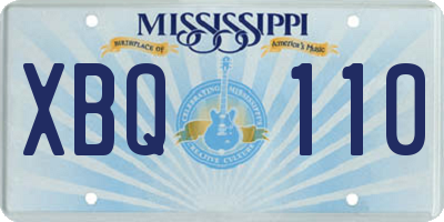 MS license plate XBQ110
