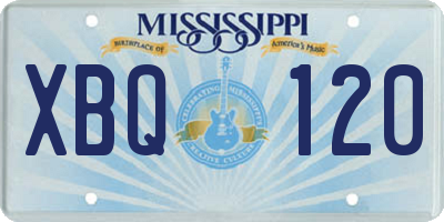MS license plate XBQ120