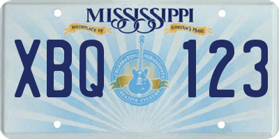 MS license plate XBQ123