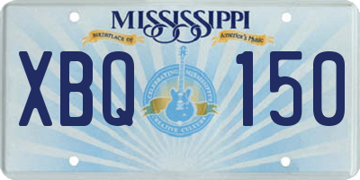 MS license plate XBQ150