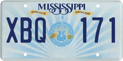 MS license plate XBQ171
